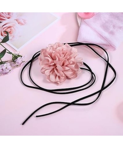 2PCS Black White Flower Choker for Women Girls: Flower Necklace Big Camellia Lace Collar Necklace Wedding Party Jewerly Hair ...