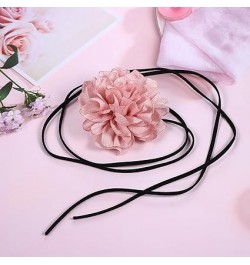 2PCS Black White Flower Choker for Women Girls: Flower Necklace Big Camellia Lace Collar Necklace Wedding Party Jewerly Hair ...