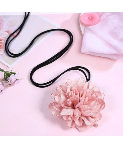 2PCS Black White Flower Choker for Women Girls: Flower Necklace Big Camellia Lace Collar Necklace Wedding Party Jewerly Hair ...