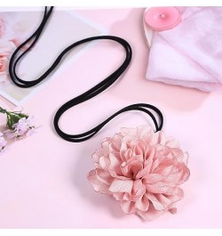 2PCS Black White Flower Choker for Women Girls: Flower Necklace Big Camellia Lace Collar Necklace Wedding Party Jewerly Hair ...