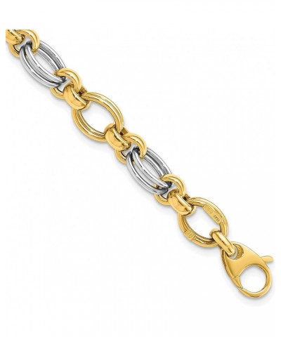 Gold 14k Two-tone Polished Fancy Link Bracelet - 7.5" - Made In Italy $227.12 Bracelets