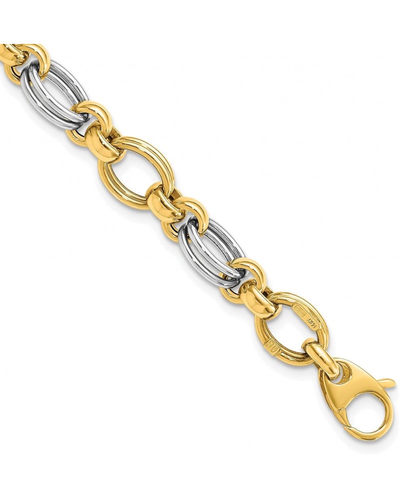 Gold 14k Two-tone Polished Fancy Link Bracelet - 7.5" - Made In Italy $227.12 Bracelets