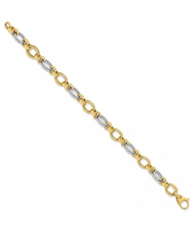 Gold 14k Two-tone Polished Fancy Link Bracelet - 7.5" - Made In Italy $227.12 Bracelets