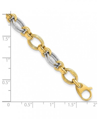 Gold 14k Two-tone Polished Fancy Link Bracelet - 7.5" - Made In Italy $227.12 Bracelets