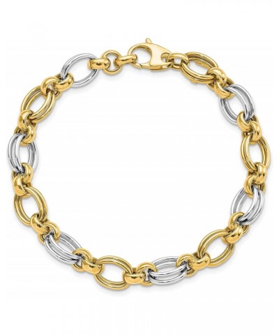 Gold 14k Two-tone Polished Fancy Link Bracelet - 7.5" - Made In Italy $227.12 Bracelets