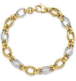 Gold 14k Two-tone Polished Fancy Link Bracelet - 7.5" - Made In Italy $227.12 Bracelets