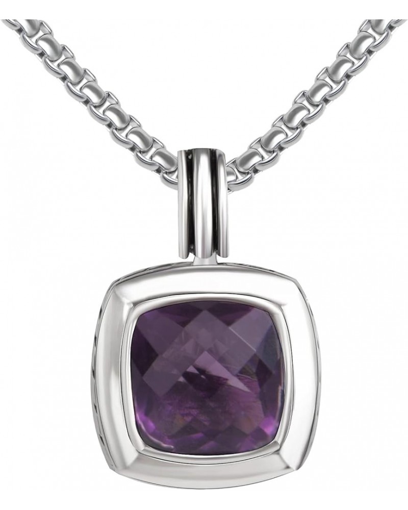 Designer Inspired Twisted Cable Necklace 14mm Cubic Zirconia Pendant Necklace for Women Gift Purple $18.28 Necklaces