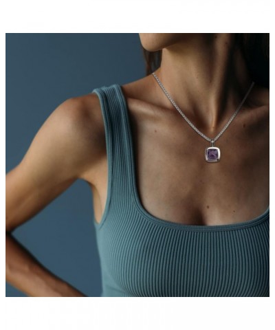 Designer Inspired Twisted Cable Necklace 14mm Cubic Zirconia Pendant Necklace for Women Gift Purple $18.28 Necklaces