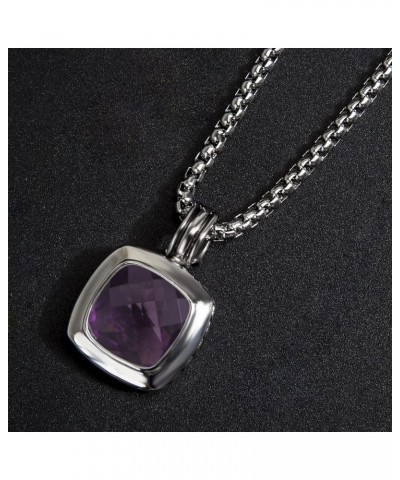 Designer Inspired Twisted Cable Necklace 14mm Cubic Zirconia Pendant Necklace for Women Gift Purple $18.28 Necklaces