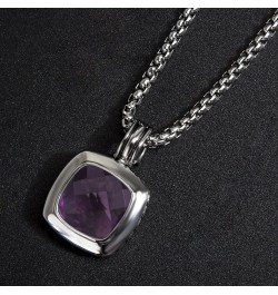 Designer Inspired Twisted Cable Necklace 14mm Cubic Zirconia Pendant Necklace for Women Gift Purple $18.28 Necklaces