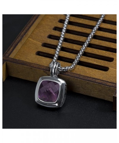 Designer Inspired Twisted Cable Necklace 14mm Cubic Zirconia Pendant Necklace for Women Gift Purple $18.28 Necklaces