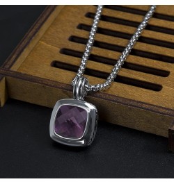 Designer Inspired Twisted Cable Necklace 14mm Cubic Zirconia Pendant Necklace for Women Gift Purple $18.28 Necklaces