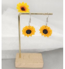 Daisy Sunflower Earrings for Women Handmade Resin Sunflower Dangle Earrings silver $5.82 Earrings