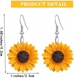 Daisy Sunflower Earrings for Women Handmade Resin Sunflower Dangle Earrings silver $5.82 Earrings