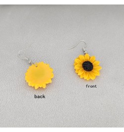 Daisy Sunflower Earrings for Women Handmade Resin Sunflower Dangle Earrings silver $5.82 Earrings