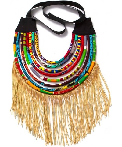 African Ankara Handmade Necklace for Women Multi Strand Fabric Shawl Exotic Necklace color3 $17.67 Necklaces