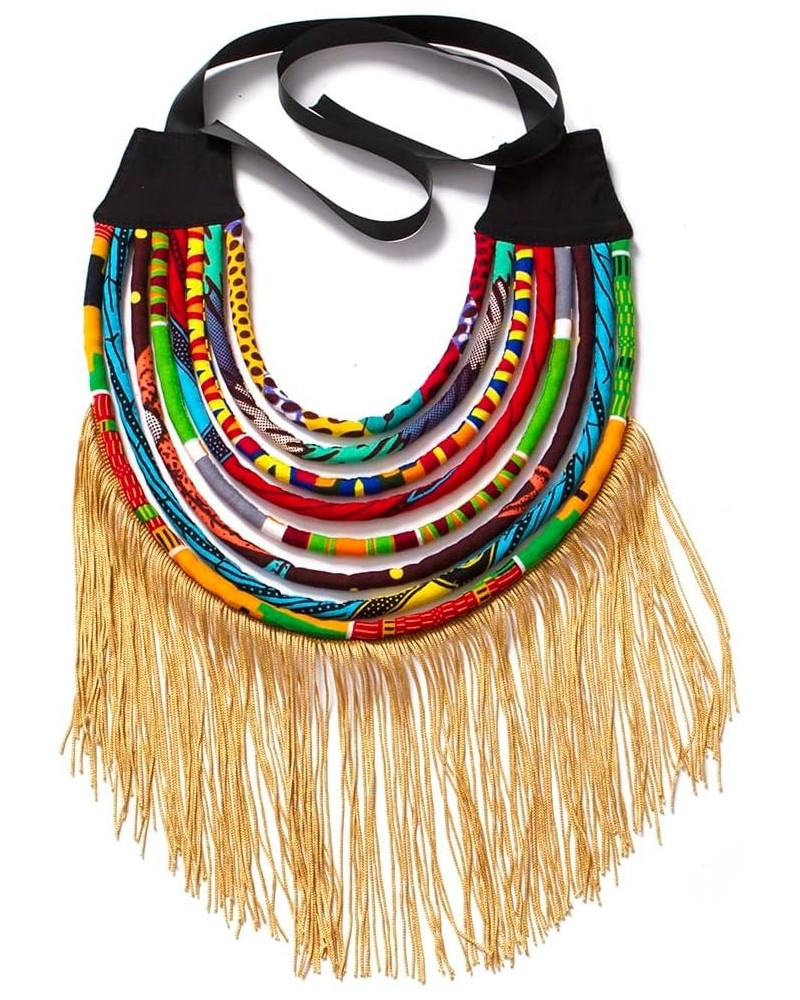 African Ankara Handmade Necklace for Women Multi Strand Fabric Shawl Exotic Necklace color3 $17.67 Necklaces