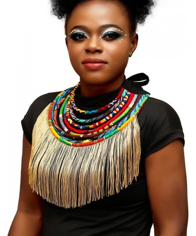 African Ankara Handmade Necklace for Women Multi Strand Fabric Shawl Exotic Necklace color3 $17.67 Necklaces