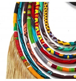 African Ankara Handmade Necklace for Women Multi Strand Fabric Shawl Exotic Necklace color3 $17.67 Necklaces