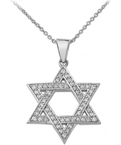 925 Sterling Silver Judaica Charm Jewish Star of David Cubic Zirconia Pendant Necklace 16.0 Inches $38.53 Necklaces