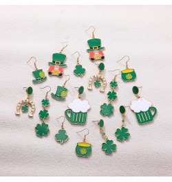 8pcs St. Patrick's Day Earrings Green Clover Leaf Earrings for Women Shamrock Lucky Hat leprechaun Drop Dangle Earrings Irish...