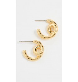 Women's Looped Tube Small Hoop Earrings Pale Gold $13.71 Earrings