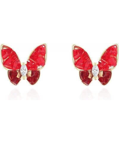 Butterfly Shape Golden Stud Earrings for Women Girls Red $7.94 Earrings