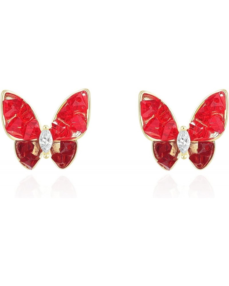 Butterfly Shape Golden Stud Earrings for Women Girls Red $7.94 Earrings