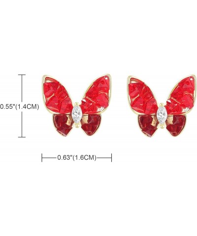 Butterfly Shape Golden Stud Earrings for Women Girls Red $7.94 Earrings