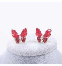 Butterfly Shape Golden Stud Earrings for Women Girls Red $7.94 Earrings