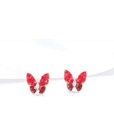 Butterfly Shape Golden Stud Earrings for Women Girls Red $7.94 Earrings