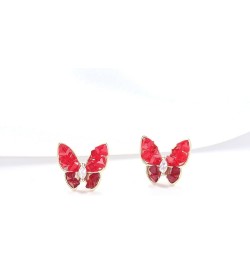 Butterfly Shape Golden Stud Earrings for Women Girls Red $7.94 Earrings