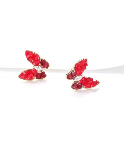 Butterfly Shape Golden Stud Earrings for Women Girls Red $7.94 Earrings