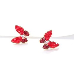 Butterfly Shape Golden Stud Earrings for Women Girls Red $7.94 Earrings