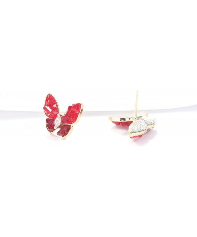 Butterfly Shape Golden Stud Earrings for Women Girls Red $7.94 Earrings