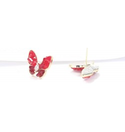 Butterfly Shape Golden Stud Earrings for Women Girls Red $7.94 Earrings