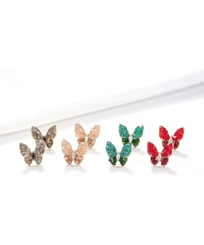 Butterfly Shape Golden Stud Earrings for Women Girls Red $7.94 Earrings