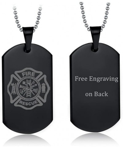 Personalized Firefighter Prayer Necklace,Stainless Steel Name Date Photo Custom Fire Rescue Polished Steel Dog Tag Pendant Ne...