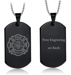 Personalized Firefighter Prayer Necklace,Stainless Steel Name Date Photo Custom Fire Rescue Polished Steel Dog Tag Pendant Ne...