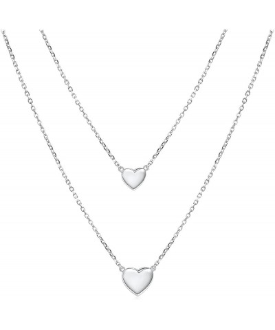 Sterling Silver Jewelry Layered love Heart and Cross Necklace Pendant Handmade Dainty Choker for Women Girls Heart $16.63 Nec...