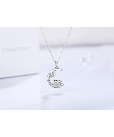 925 Sterling Silver Pig/Koala/Frog/Cat Horse Necklace I Love You to the Moon and Back Cute Animal Love Heart Moon Pendant Nec...