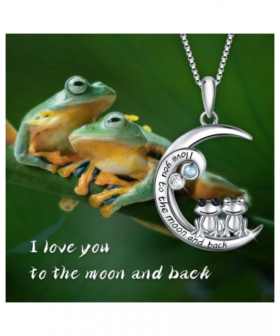 925 Sterling Silver Pig/Koala/Frog/Cat Horse Necklace I Love You to the Moon and Back Cute Animal Love Heart Moon Pendant Nec...