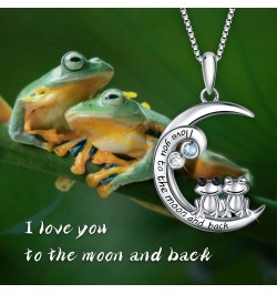 925 Sterling Silver Pig/Koala/Frog/Cat Horse Necklace I Love You to the Moon and Back Cute Animal Love Heart Moon Pendant Nec...