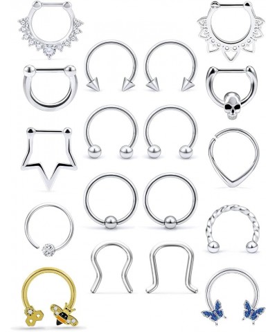 Butterfly Bee Septum Piercing Jewelry 16G Septum Clicker Horseshoe Barbell Stainless Steel Septum Nose Rings Hoop Piercing Je...