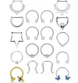 Butterfly Bee Septum Piercing Jewelry 16G Septum Clicker Horseshoe Barbell Stainless Steel Septum Nose Rings Hoop Piercing Je...