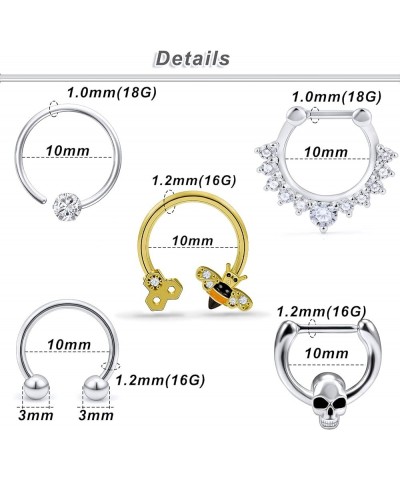 Butterfly Bee Septum Piercing Jewelry 16G Septum Clicker Horseshoe Barbell Stainless Steel Septum Nose Rings Hoop Piercing Je...