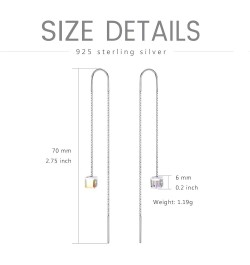 Heart/Butterfly/Cube Threader Dangle Drop Earrings - 925 Sterling Silver Long Chain Earring for Women Baroque Hook Drop Earri...