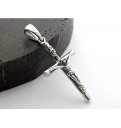 COSUMOSU Jesus Crucifix Cross 925 Sterling Silver Pendant for Men Women Silver $25.92 Pendants