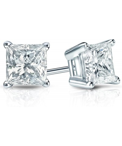 IGI Certified 1 1/2 to 8 Carat Princess Cut Lab Grown Diamond Stud Earrings for Women in 14k Gold or Platinum (H-I Color, VS1...