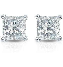 IGI Certified 1 1/2 to 8 Carat Princess Cut Lab Grown Diamond Stud Earrings for Women in 14k Gold or Platinum (H-I Color, VS1...